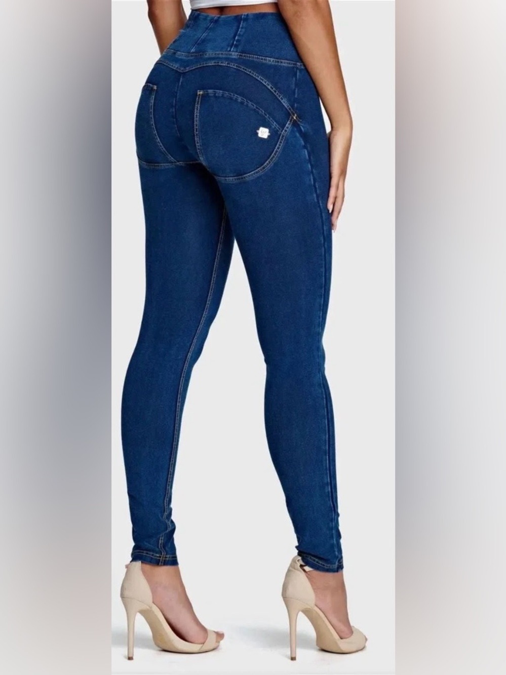 Freddy jeans WRUP Denim - High Waisted Dark Blue + Yellow Stitching - Picture 4 of 6